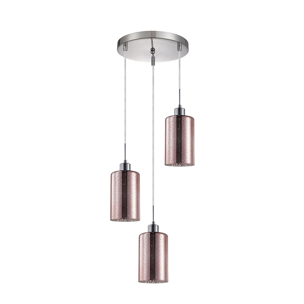 Interior Oblong 3 Light Rose Gold / Dotted Glass Pendant - ESPEJO4X3R