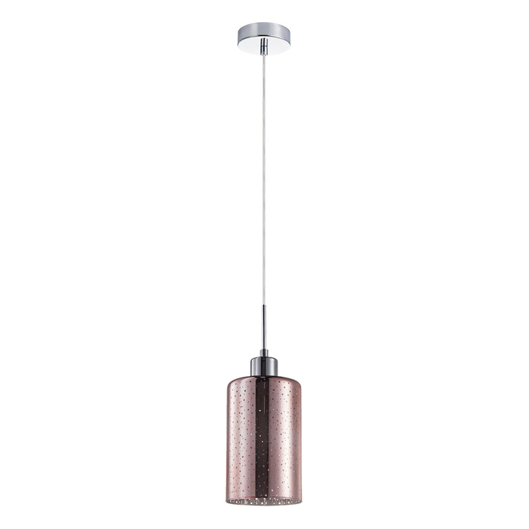 Interior Oblong 1 Light Rose Gold / Dotted Glass Pendant - ESPEJO4
