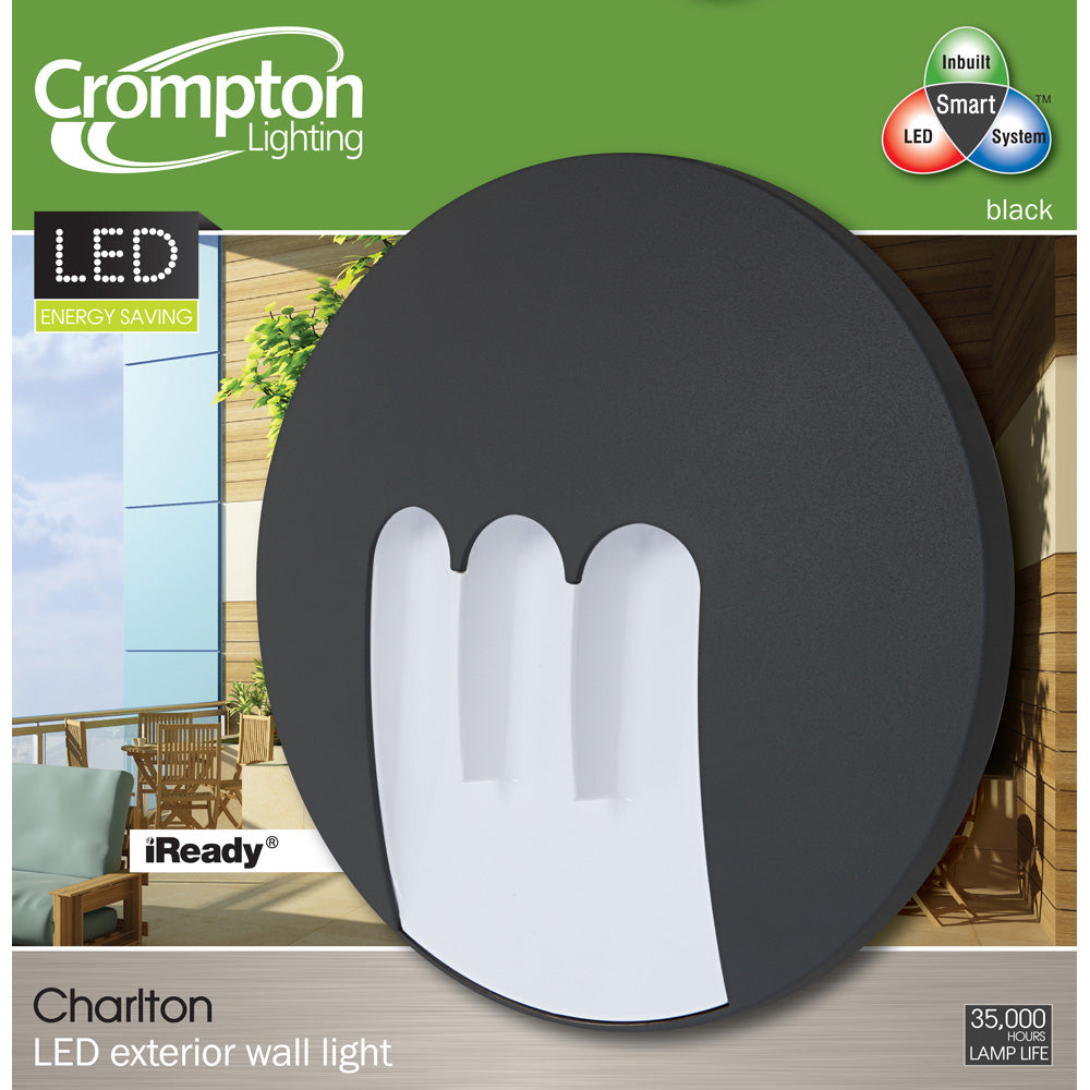 Charlton Exterior LED Wall Light Black - EX1871B