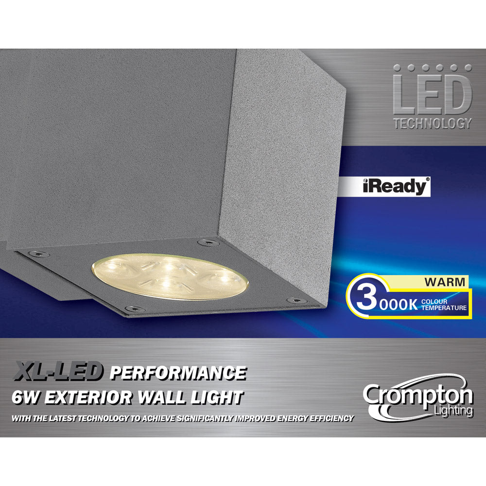Silver 6W LED Fixed Wall Pillar Spot Light - 240V - EX2381/1