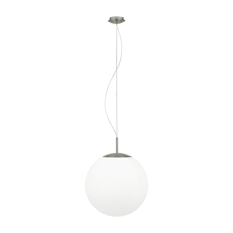 Piedale 1 Light Glass Pendant Satin Nickel / White - 39165