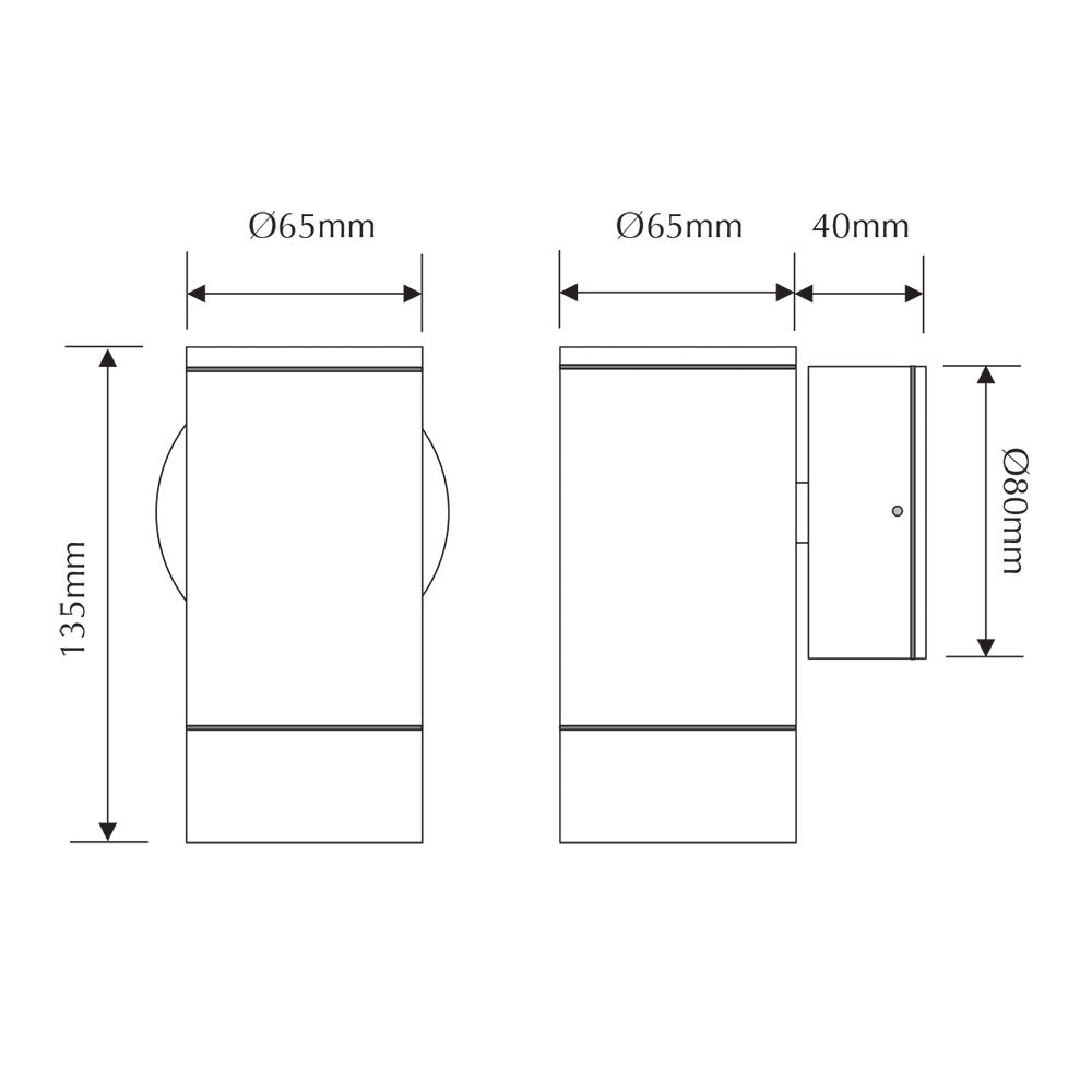 Elite-1 240V GU10 Fixed Wall Pillar Light Aluminium IP54 - 19398