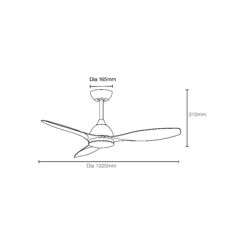 Elite 52" DC Smart Ceiling Fan With WIFI Remote Control Matt Black / Walnut - MEDC133MW