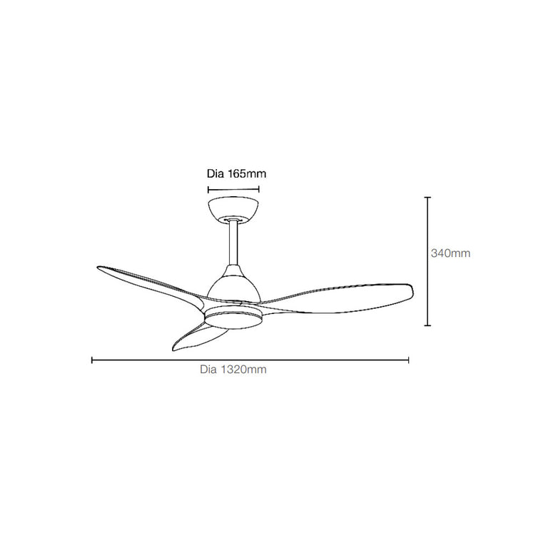 Elite 52" DC Smart Ceiling Fan With WIFI Remote Control + LED Light Matt White - MEDC1333W