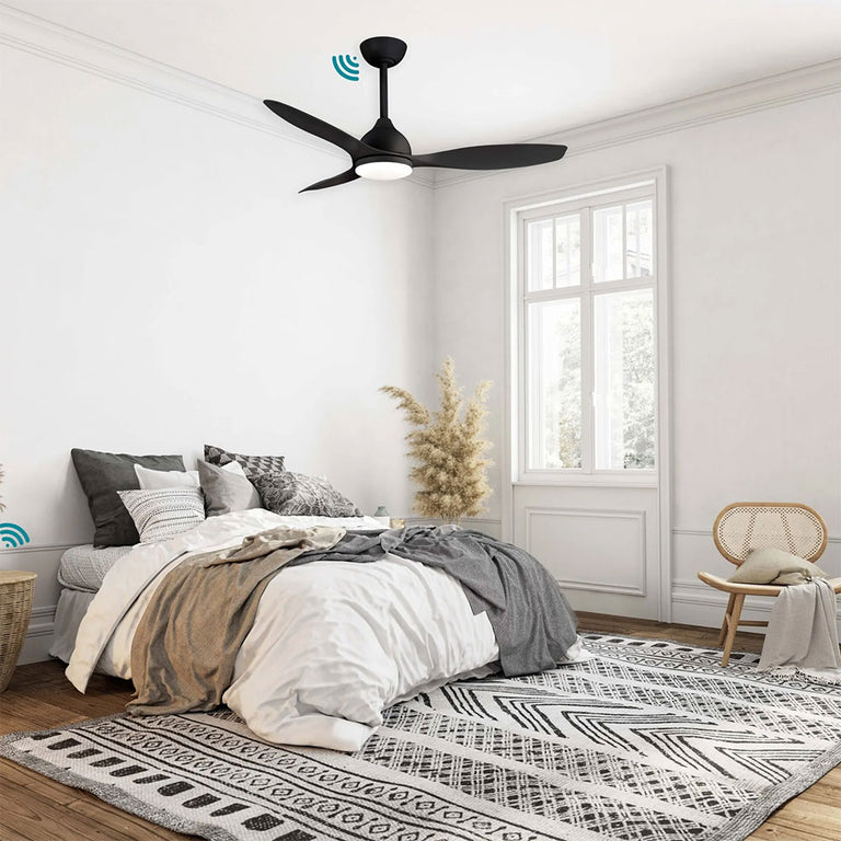 Elite 52" DC Smart Ceiling Fan With WIFI Remote Control + LED Light Matt Black - MEDC1333M