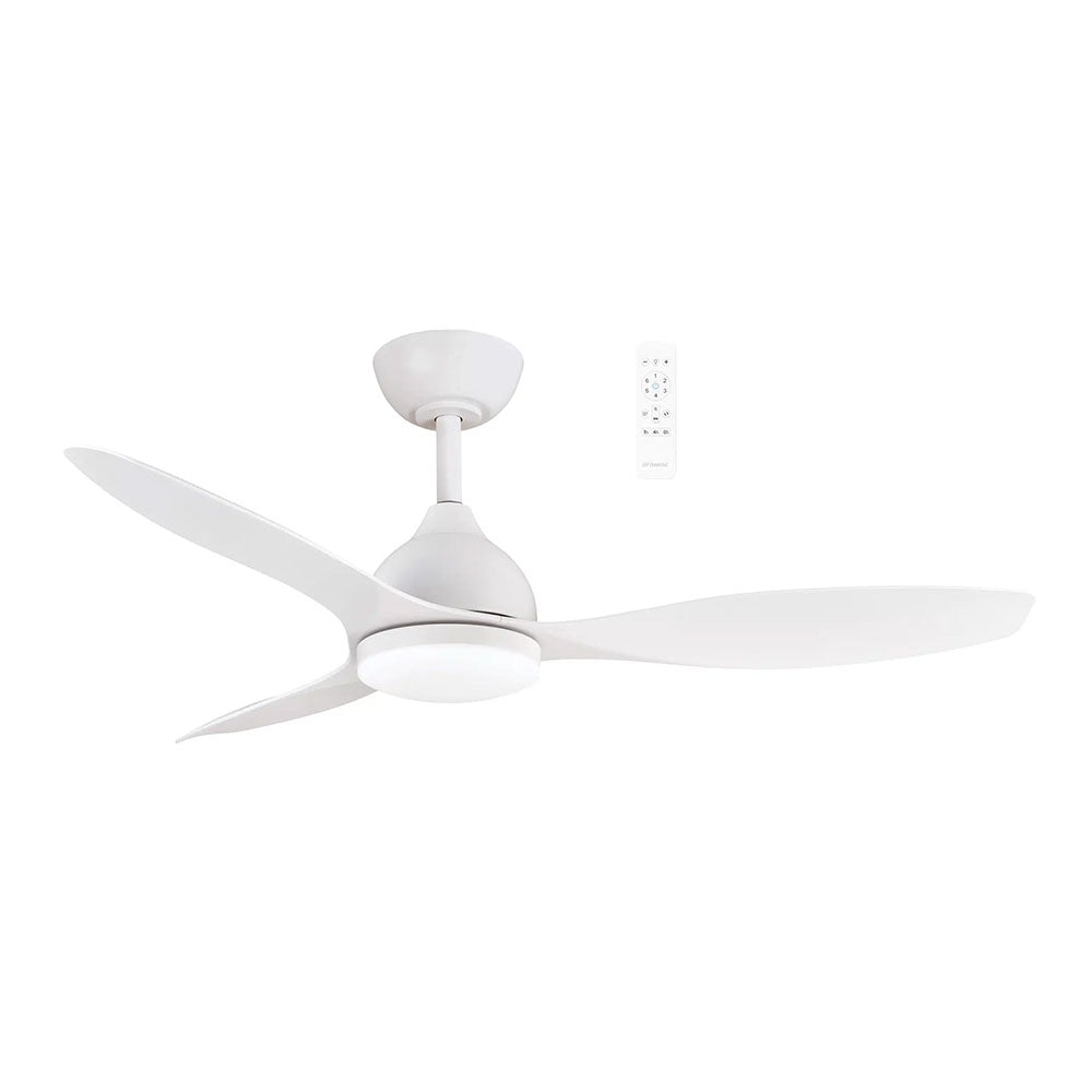 Elite 52" DC Smart Ceiling Fan With WIFI Remote Control + LED Light Matt White - MEDC1333W