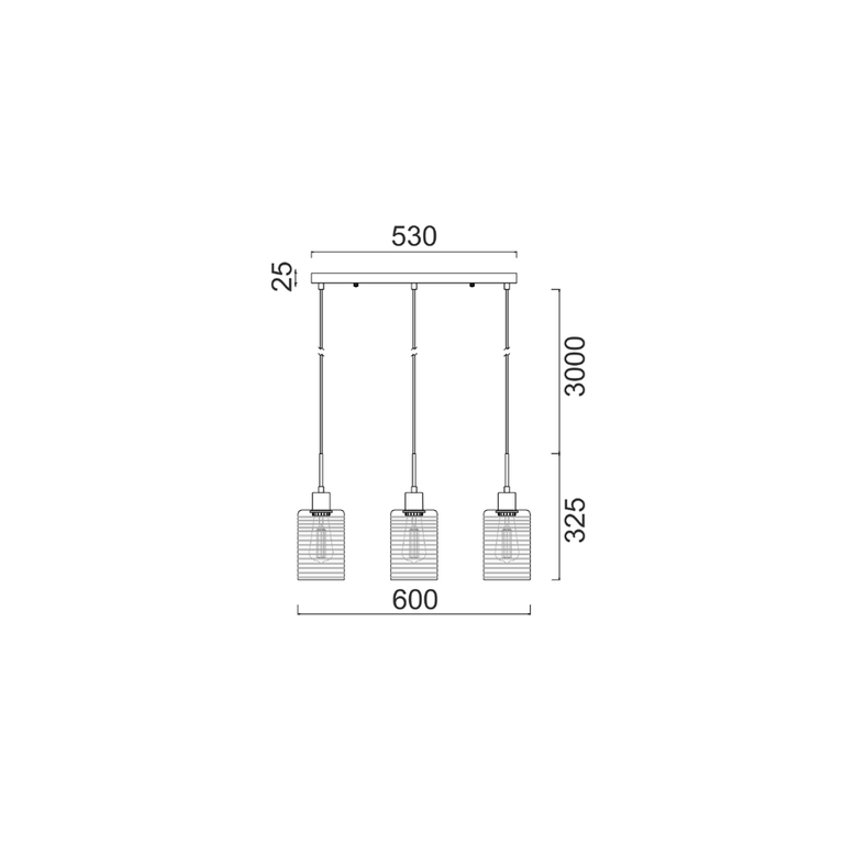 Interior Oblong 3 Light Chrome Glass Pendant - ESPEJO1X3S