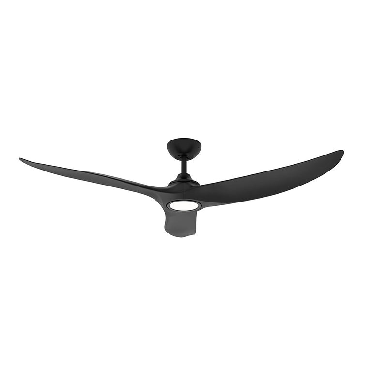 Evolve 52" DC Ceiling Fan With 18W Dimmable Tri-Colour LED Matt Black - E364 + EL096