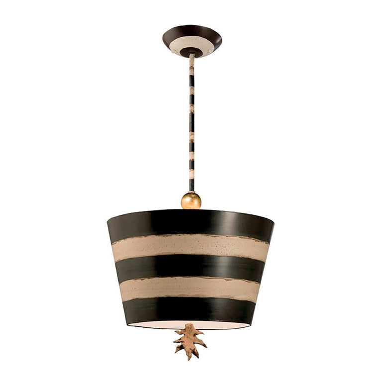 South Beach Pendant Black / Cream Striped Shade - FB-SOUTHBEACH-P