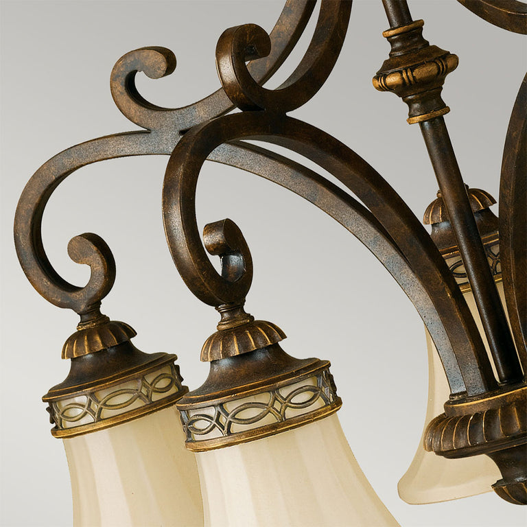 Drawing Room Down 5 Light Chandelier Walnut - FE-DRAWING-ROOM5