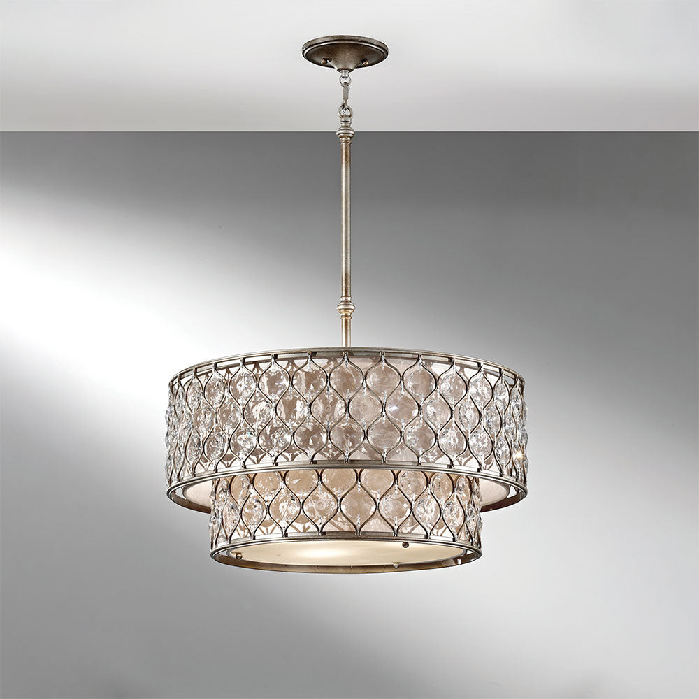 Lucia Two Tier Pendant Chandelier Burnished Silver - FE-LUCIA-P-E-2TR