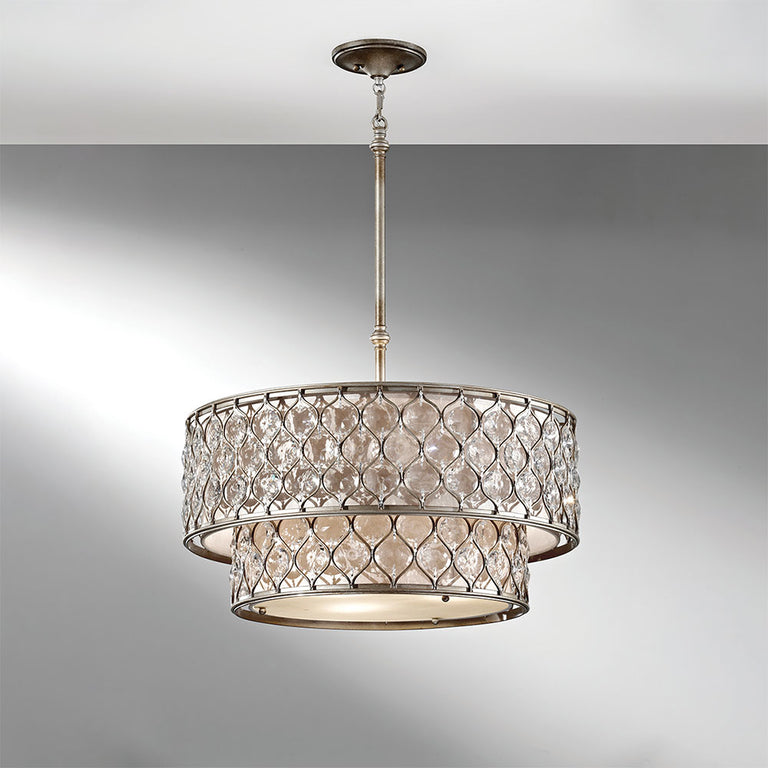 Lucia Two Tier Pendant Chandelier Burnished Silver - FE-LUCIA-P-E-2TR