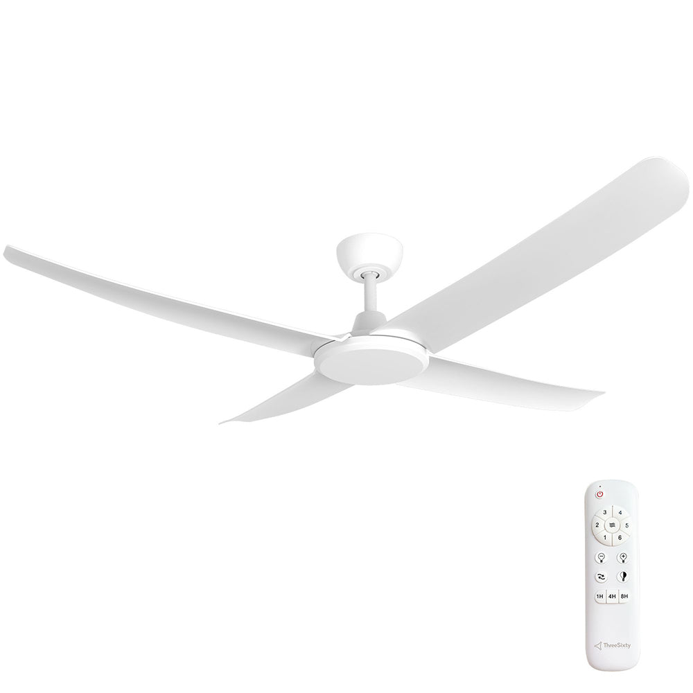 Flatjet (3/4/5) 56" DC Indoor / Outdoor Ceiling Fan Matt White Motor / White Polymer Blades - FLJ56MW