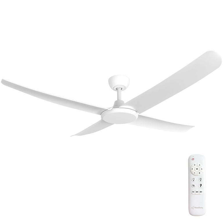 Flatjet (3/4/5) 56" DC Indoor / Outdoor Ceiling Fan Matt White Motor / White Polymer Blades - FLJ56MW