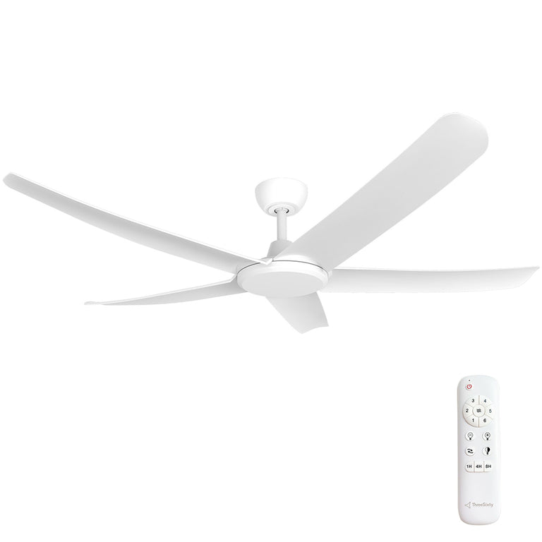 Flatjet (3/4/5) 56" DC Indoor / Outdoor Ceiling Fan Matt White Motor / White Polymer Blades - FLJ56MW