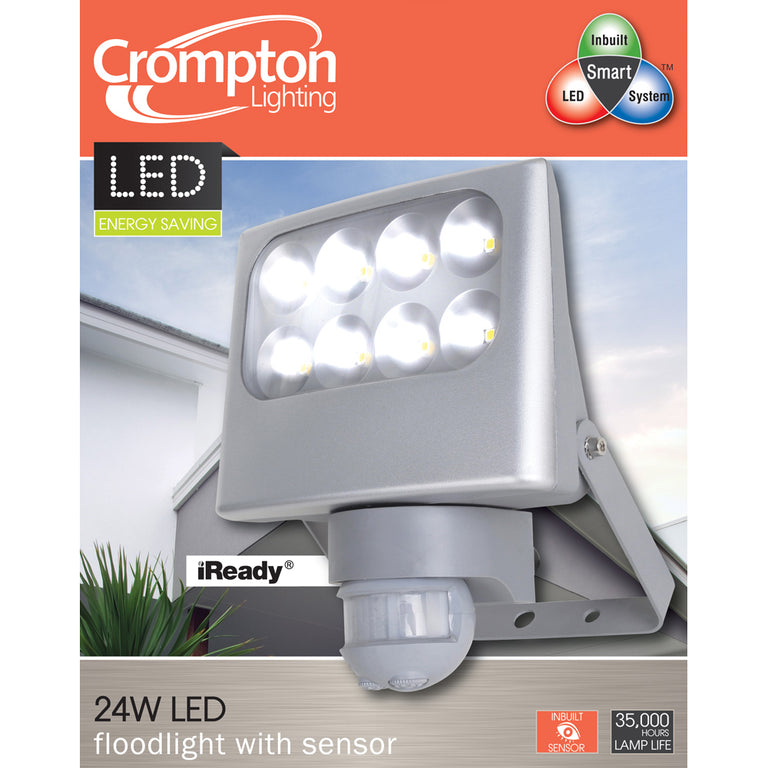Smart Single LED Floodlight With Sensor Silver - FLLED6170S