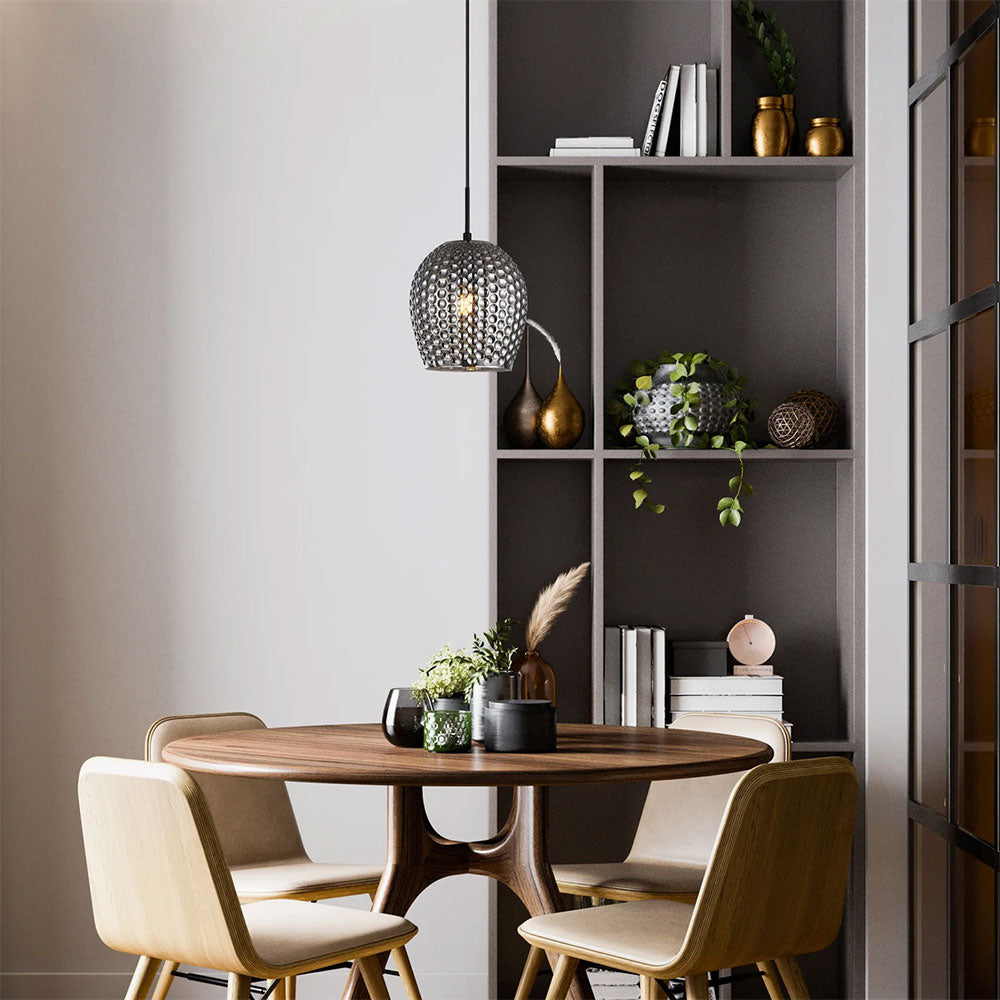 Interior Wine Glass Shape Dimpled Pendant Light Smokey Black - FOSSETTA2