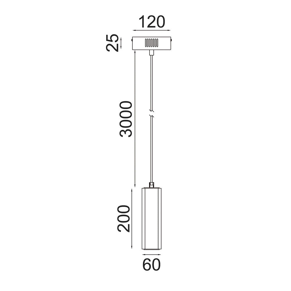 Interior LED Tri-CCT Glass With Curve Cylinder Pendant Amber - FRECCIA3
