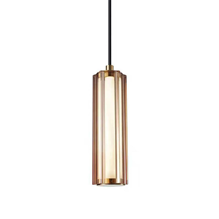 Interior LED Tri-CCT Glass With Curve Cylinder Pendant Coffee - FRECCIA1