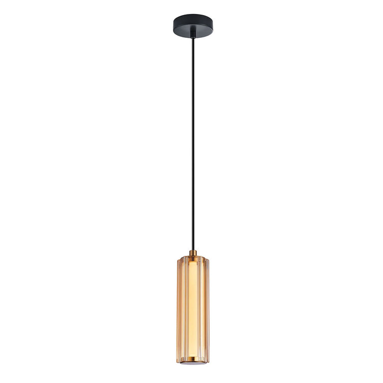 Interior LED Tri-CCT Glass With Curve Cylinder Pendant Amber - FRECCIA3
