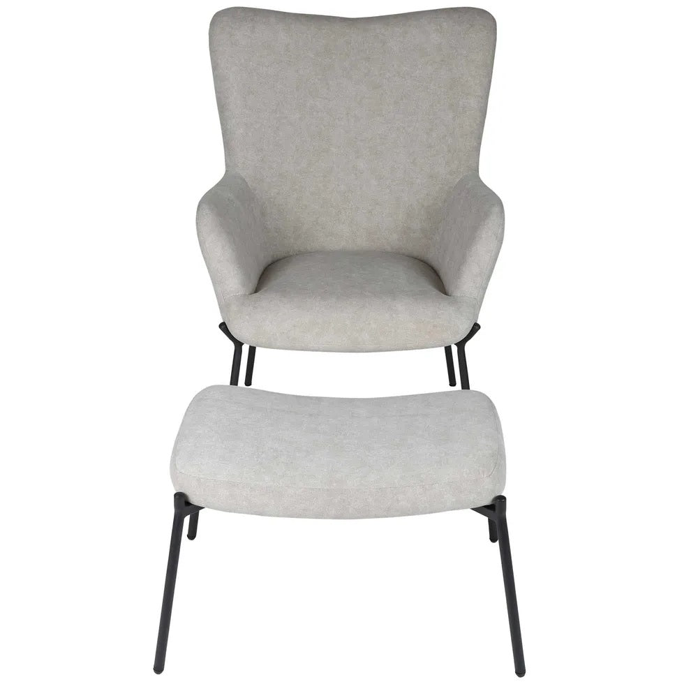 Justin Armchair With Stool Grey - FUR1151GRY