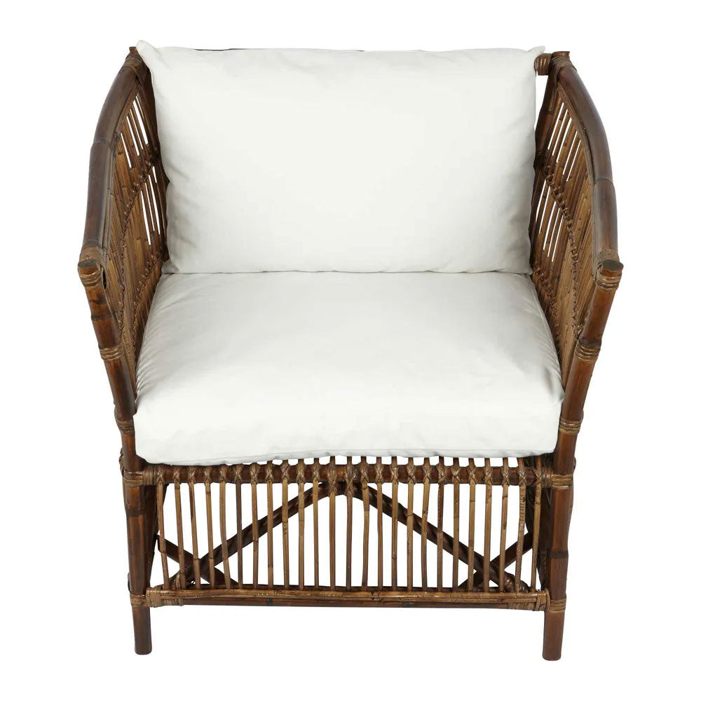 Alabama Rattan Armchair With Cushions Dark Antique - FUR1409