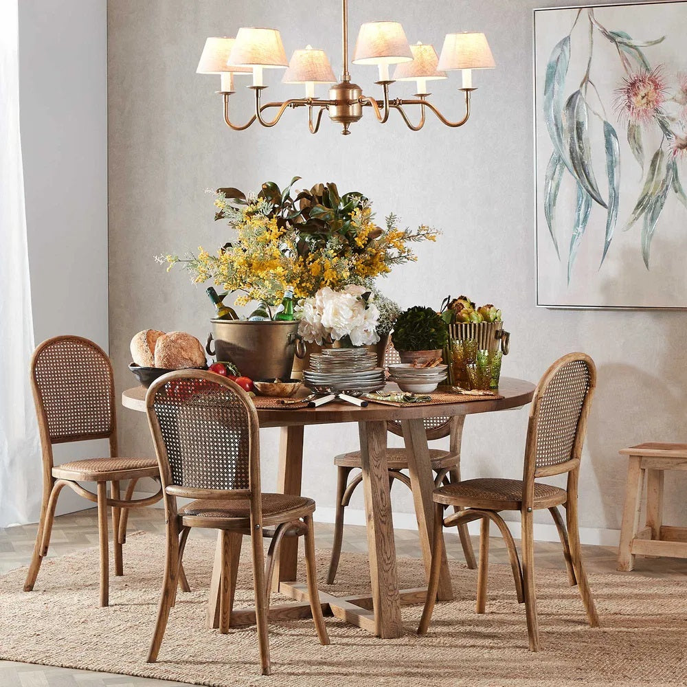 Denver Round 1400mm Dining Table Oak Timber Dark Natural - FUR660NAT