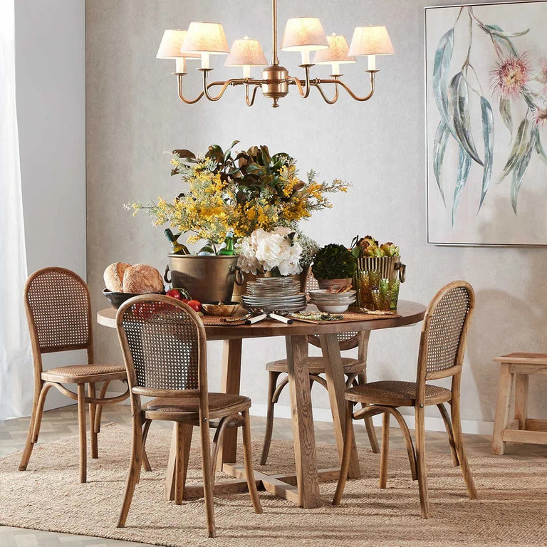 Denver Round 1400mm Dining Table Oak Timber Dark Natural - FUR660NAT