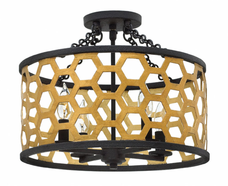 Felix 4 Light Semi Flush Sunset Gold / Textured Black - HK/FELIX/SF