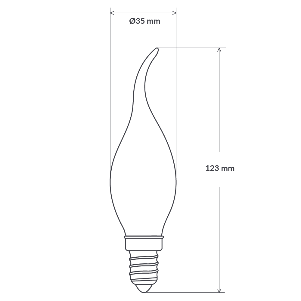 Filament Frosted Flame Candle LED 4W E14 Dimmable / Natural White - F414-C35T-F-40K