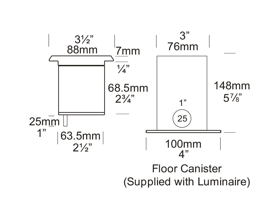 Floor Lite Square 12V / 24V Stainless Steel - FLSQ/LU/SS