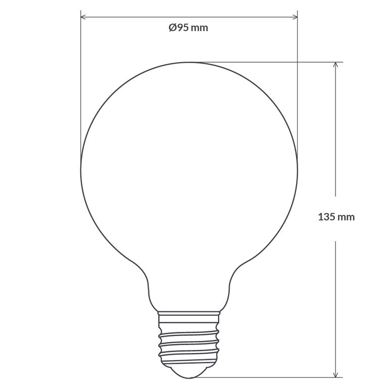 Filament Clear G95 LED 6W E27 Dimmable / Extra Warm White - F627-G95-C-22K