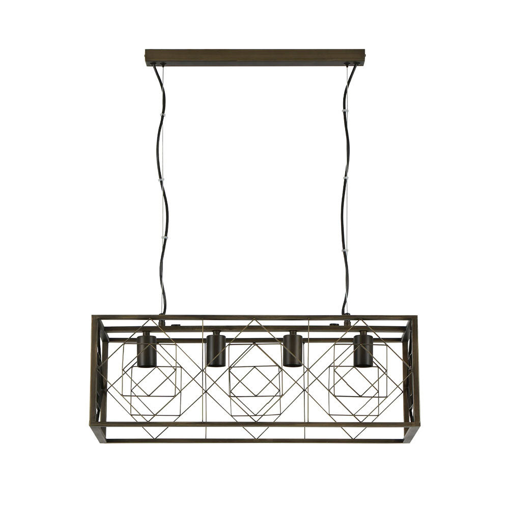 Interior Rectangular Imitation Antique Brass Cage Pendant - GAGGIA1