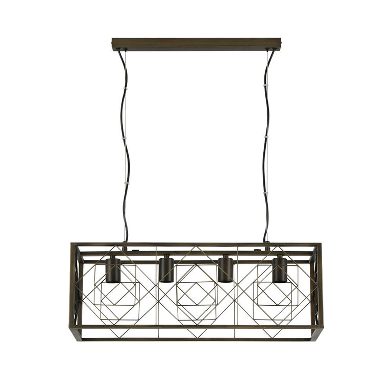 Interior Rectangular Imitation Antique Brass Cage Pendant - GAGGIA1