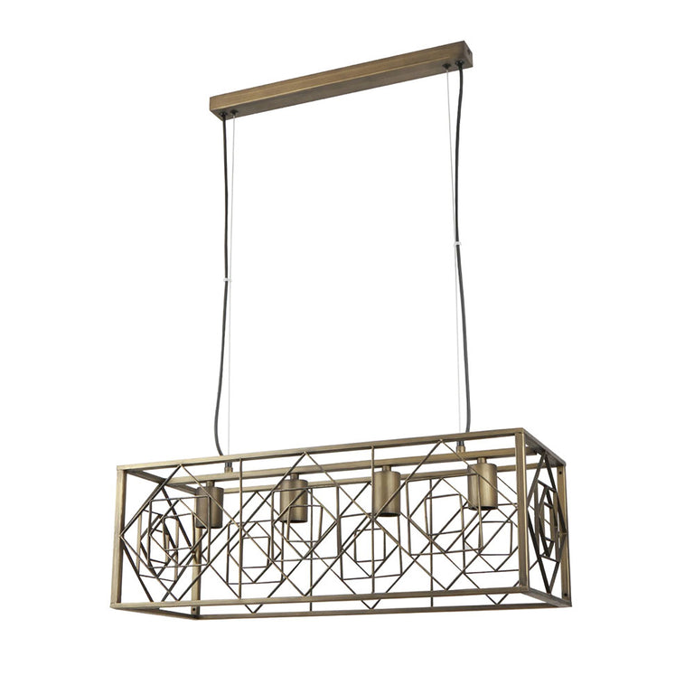 Interior Rectangular Imitation Antique Brass Cage Pendant - GAGGIA1