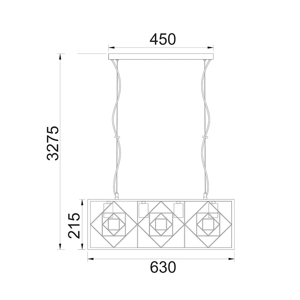 Interior Rectangular Imitation Antique Brass Cage Pendant - GAGGIA1