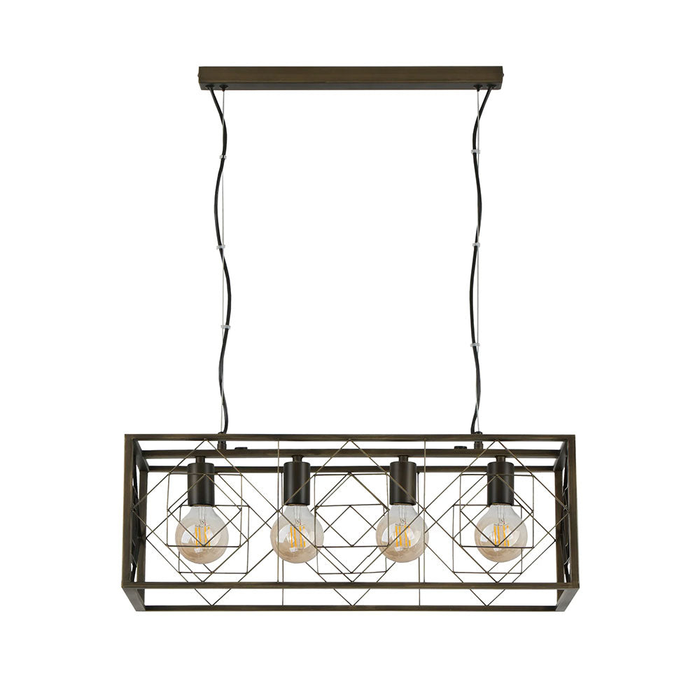 Interior Rectangular Imitation Antique Brass Cage Pendant - GAGGIA1