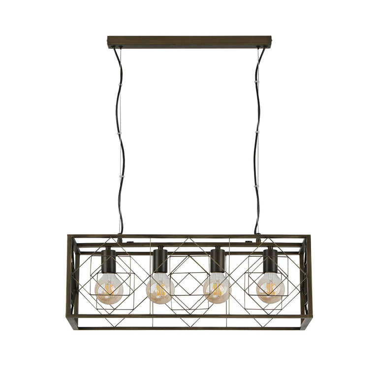 Interior Rectangular Imitation Antique Brass Cage Pendant - GAGGIA1