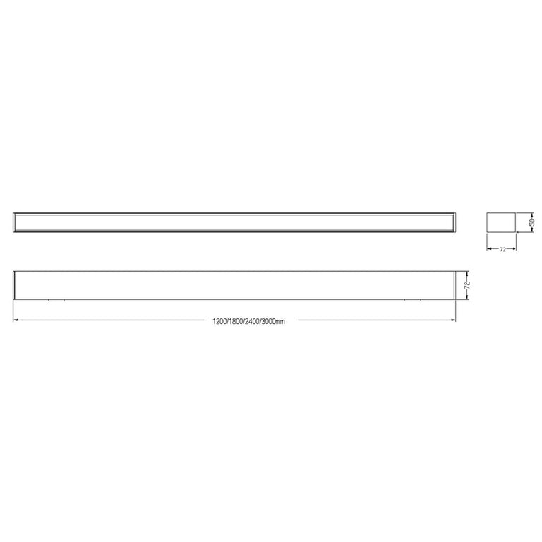 Gamma 40W / 50W / 60W 1800mm Linear LED Pendant Black / Tri-Colour - UGAMMA-V2-BLK-1.8M