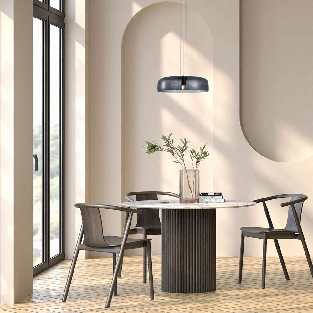 Interior Dome Glass With Brass Highlight Pendant Smokey Black - GELATINA1
