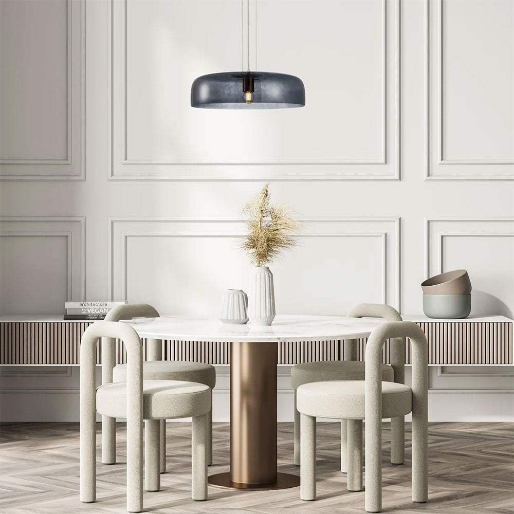 Interior Dome Glass With Brass Highlight Pendant Smokey Black - GELATINA1