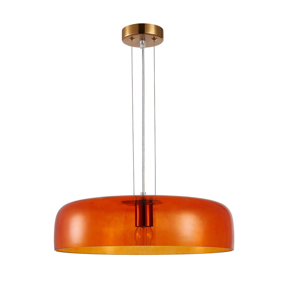 Interior Dome Glass With Brass Highlight Pendant Orange - GELATINA2