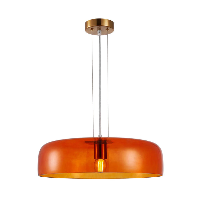 Interior Dome Glass With Brass Highlight Pendant Orange - GELATINA2