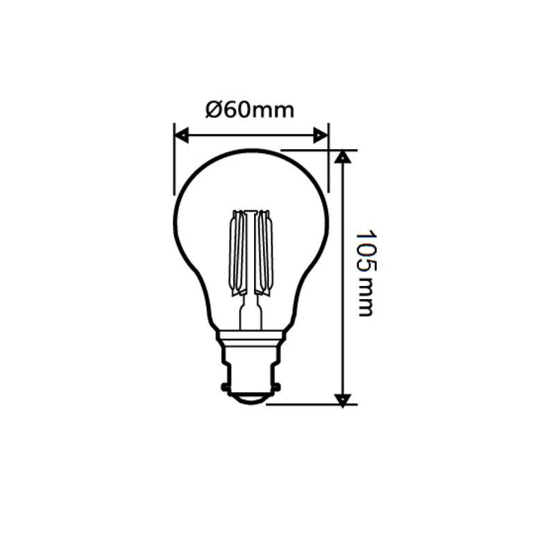 Filament Frosted GLS LED 8W B22 Dimmable / Warm White - GLS36D