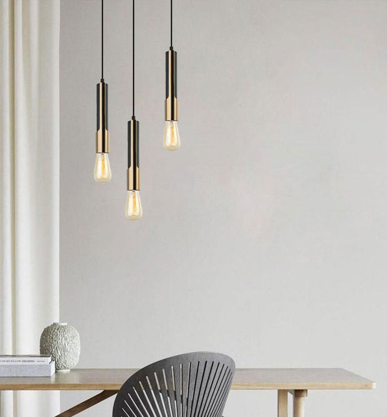 Golda Vertical Plate 1 Light Pendant Matt Black / Antique Brass - GOLDA2