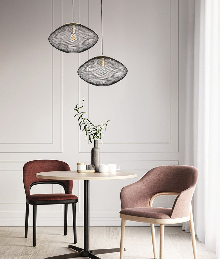 Interior Oval Small Stainless Steel Pendant Black - GOLPE1