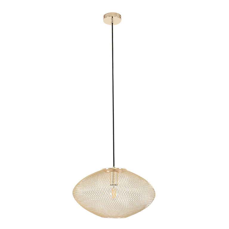 Interior Oval Small Stainless Steel Pendant Champagne Gold - GOLPE2