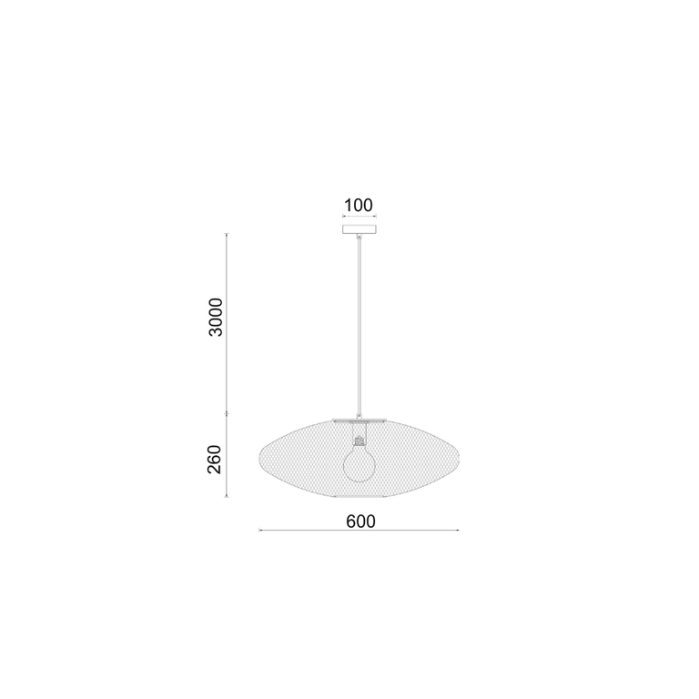 Interior Oval Large Stainless Steel Pendant Black - GOLPE3