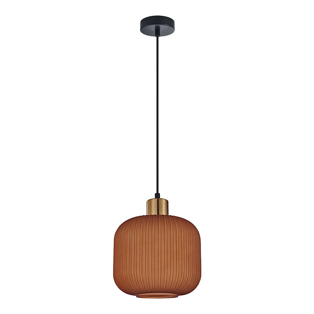 Interior Translucent Glass Shade With Brass Highlight Pendant Terracotta - GOMITAS1