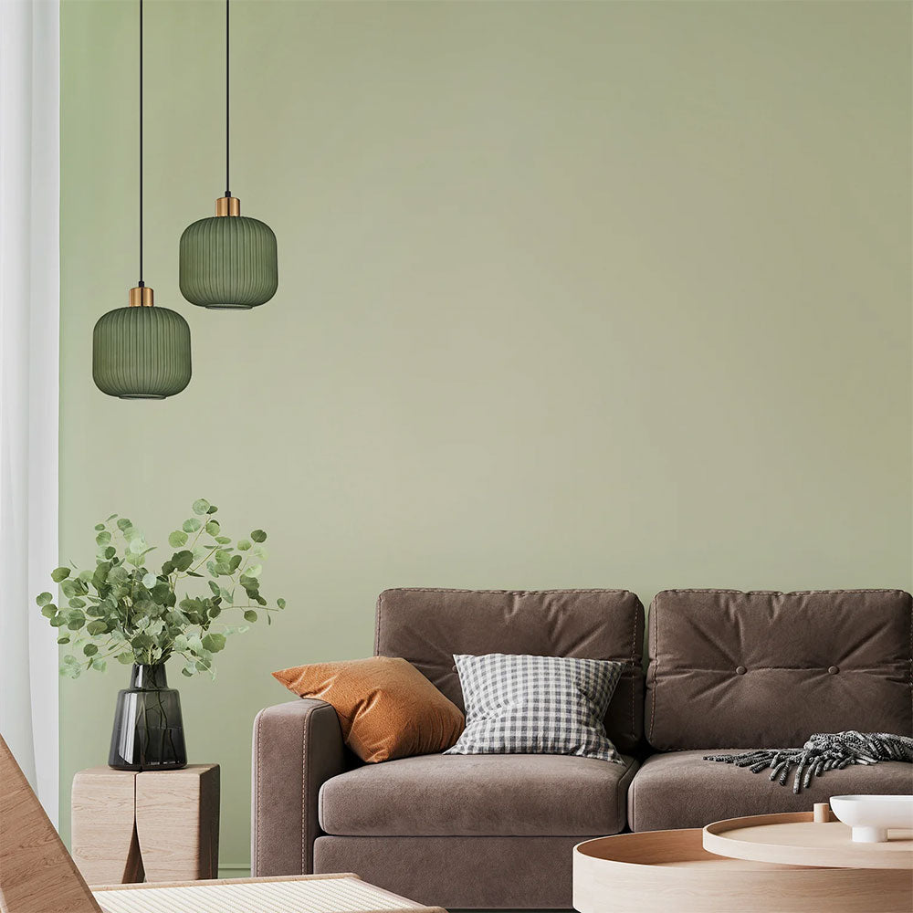 Interior Translucent Glass Shade With Brass Highlight Pendant Green - GOMITAS2